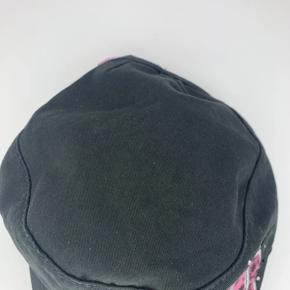 OU Oklahoma Sooners Hat Womens Cadet Cap Black Pink Cheetah Trim & Fake Crystals